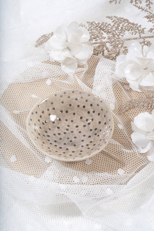 Spotty small storage dish for jewellery, soap or keys, trinket bowl spotty wash bowl