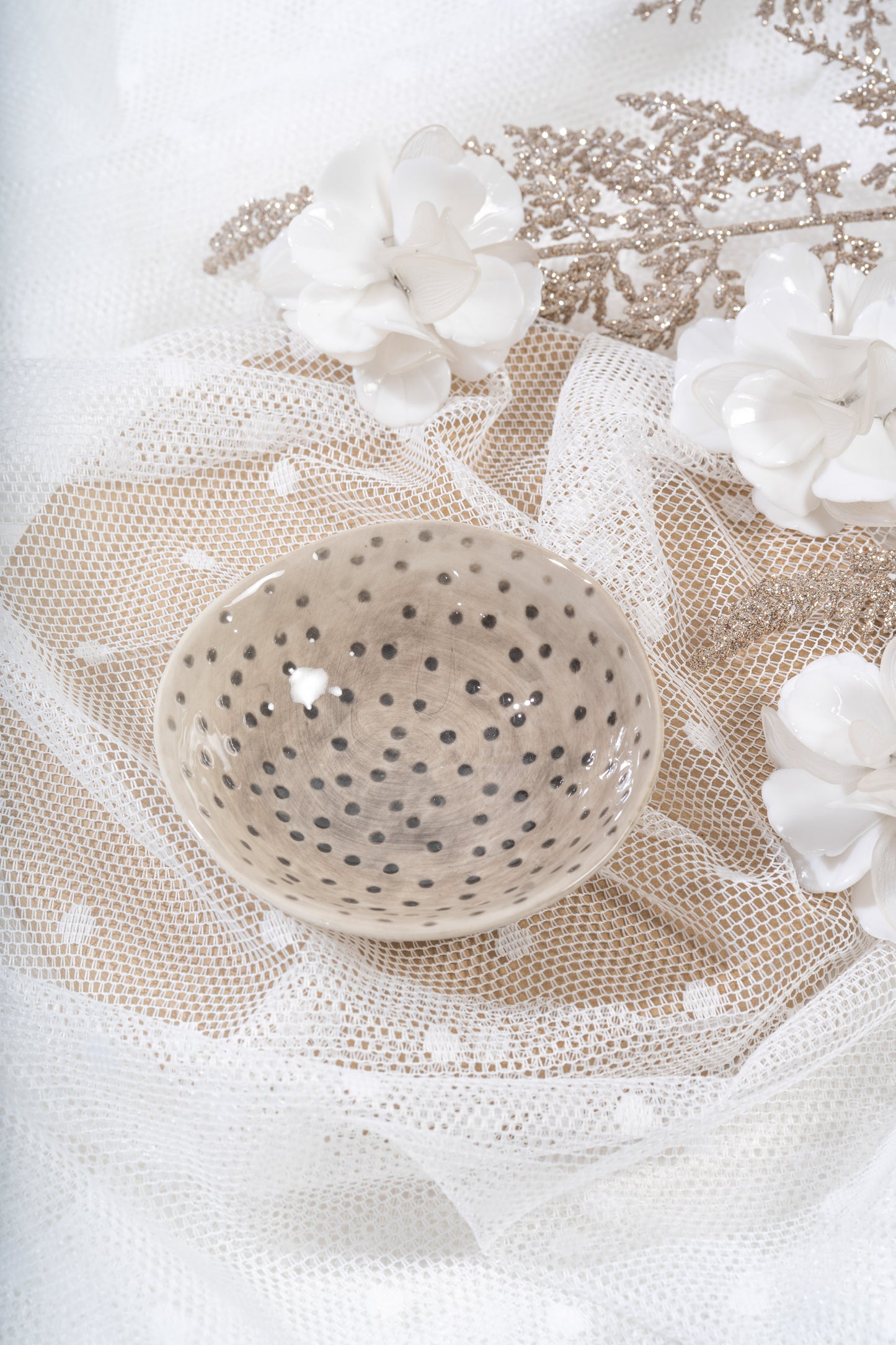 Spotty small storage dish for jewellery, soap or keys, trinket bowl spotty wash bowl