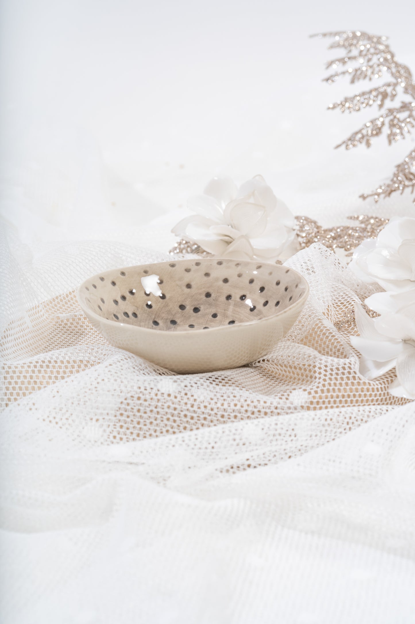 Spotty small storage dish for jewellery, soap or keys, trinket bowl spotty wash bowl
