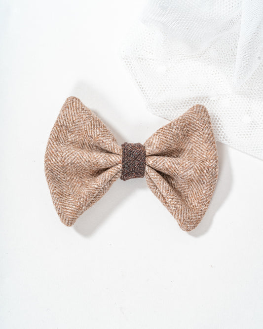 Light Brown Wool Dog Bow