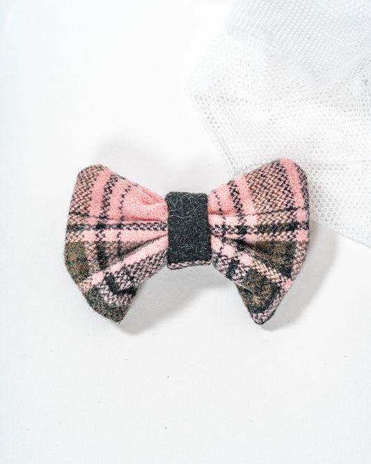 Pink Wool Dog Bow